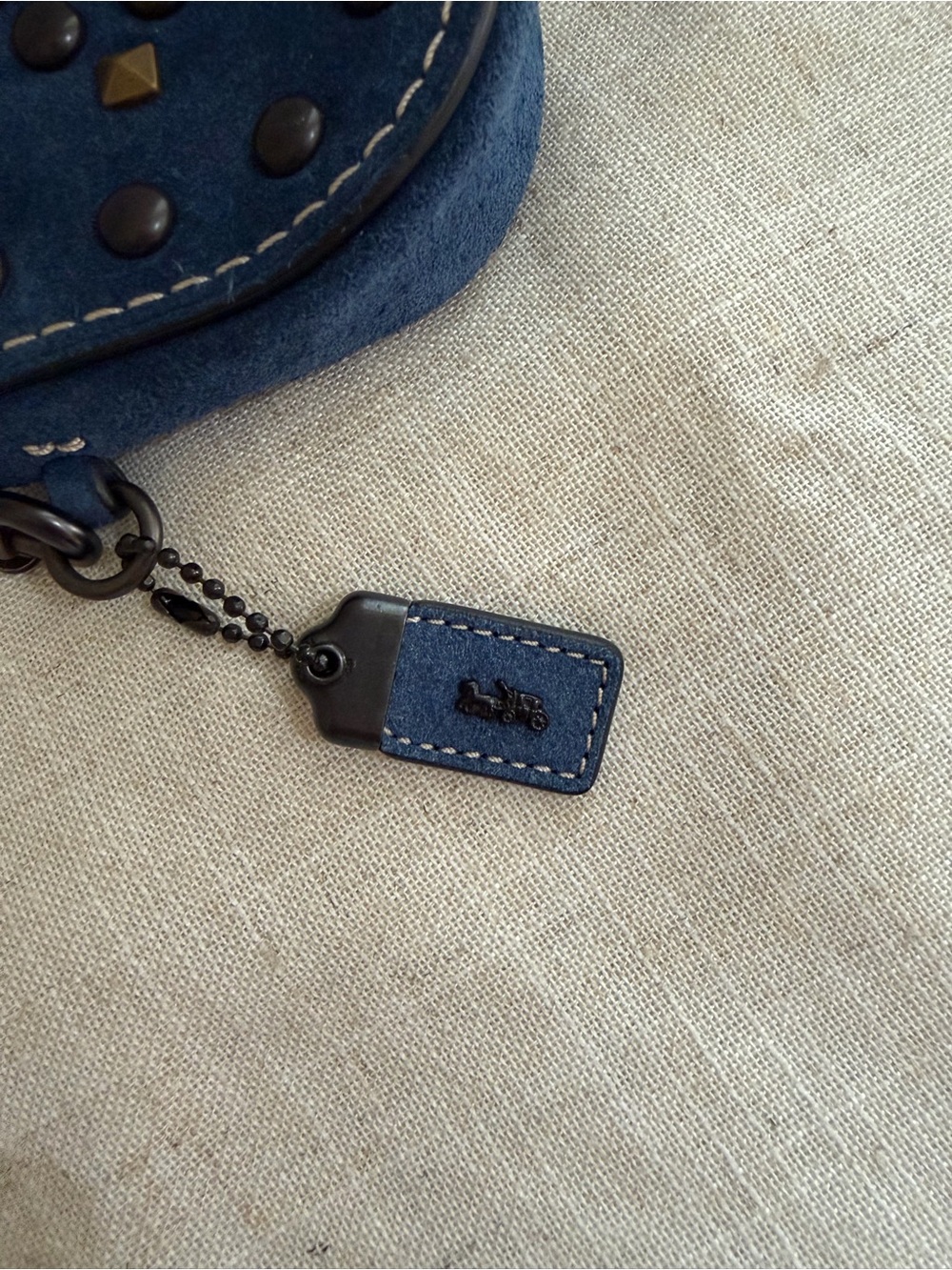 Coach Western Rivets Blue Suede Studded Wristlet Coin Pouch NWT - Picture 4 of 9